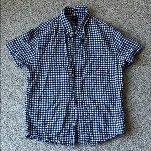J. Crew Navy and White Gingham Shirt